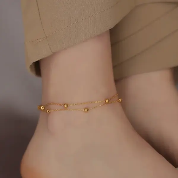 PVD Coated Real Gold Plated 18K Gold Solid Color 304 Stainless Steel Sweet Waterproof Non Tarnish Bracelets Anklet Necklace
