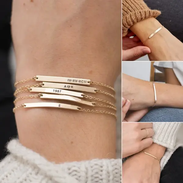 Simple Style Geometric Titanium Steel Plating Id Bracelets 1 Piece