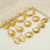 PVD Coated 18K Gold Plated Solid Color 304 Stainless Steel Retro Waterproof Non Tarnish Earrings