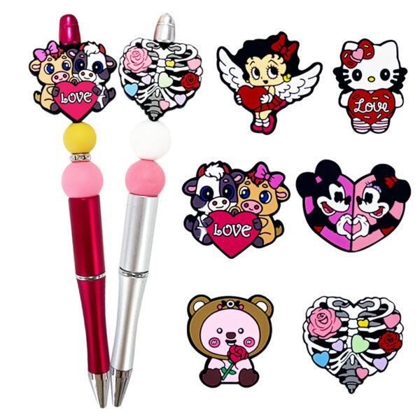 Wholesale Valentine's Day Beads Silicone Cartoon Jewelry Focal Beads