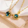 304 Stainless Steel Moon PVD Coated Acrylic Rhinestones 18K Real Gold Plated Vintage Style Plating Gold Pendant Necklace