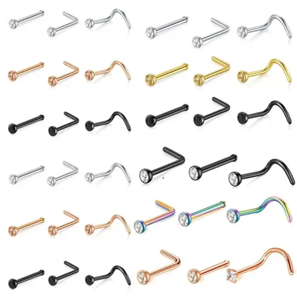 Simple Style Geometric Stainless Steel Inlay Nose Studs 1 Piece Nose Pin