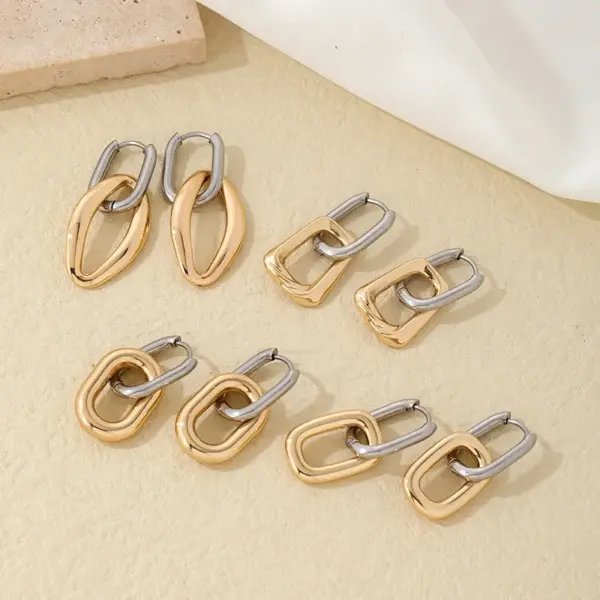 PVD Coated Gold Plated Silver Plated Geometric Oval 304 Stainless Steel Titanium Steel Elegant Hip-Hop Vintage Style Waterproof Non Tarnish Drop Earrings