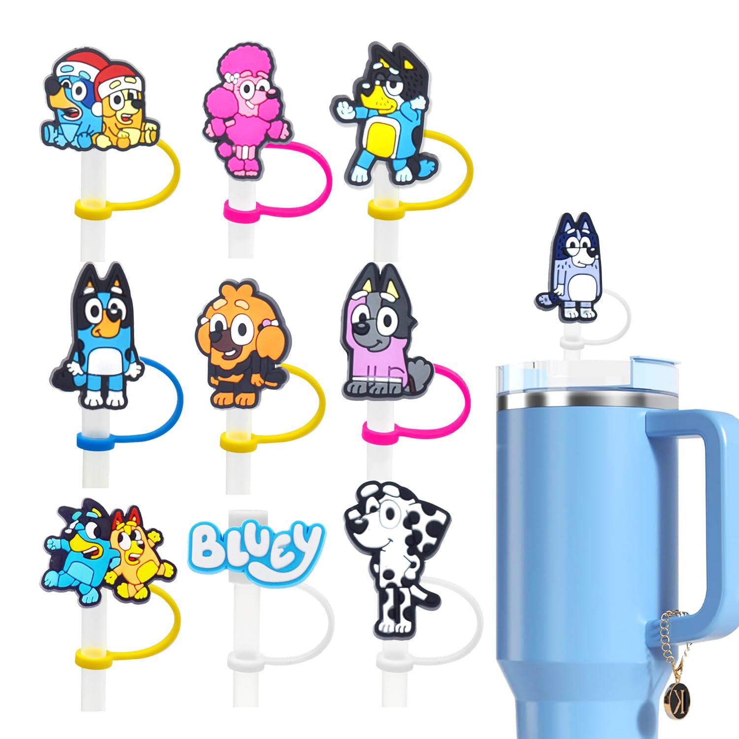 Wholesale Cute Cartoon Brue Ppy Straw Cap Silicone Straw Dust Cover Party Decoration Personalized ink Straw Stopper