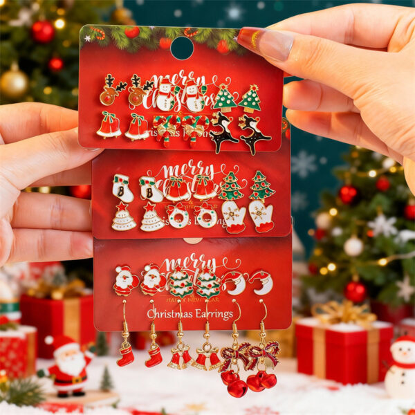 Wholesale Christmas earrings with colorful light bulbs and bells