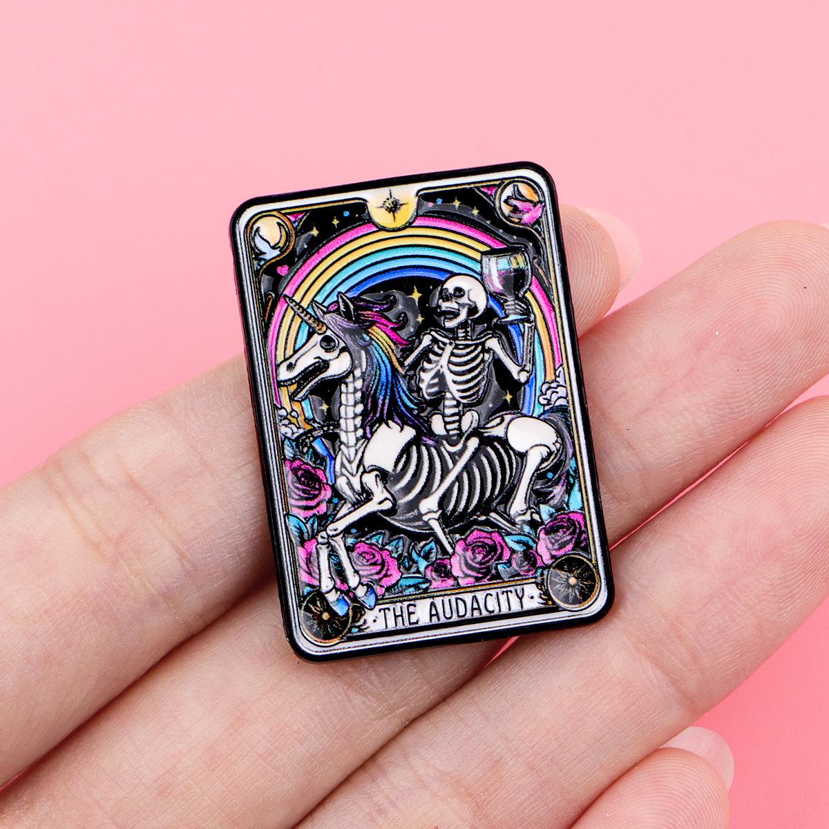 Wholesale Skull Tarot Card Brooch Cartoon Metal Badge Aessories