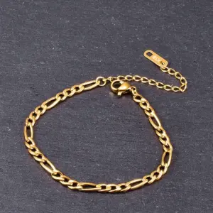 Wholesale PVD Coated Real Gold Plated 18K Gold Heart 304 Stainless Steel Titanium Steel Waterproof Non Tarnish 304 Stainless Steel Titanium Steel Bracelets
