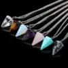 Fashion Hexagonal Cone Natural Stone Pendant Necklace 1 Piece