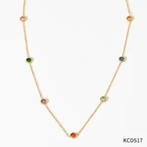 Kcd517 Gold Necklace + Color Zirconium