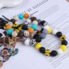 Wholesale Western-style silicone beaded tassel wooden keychain