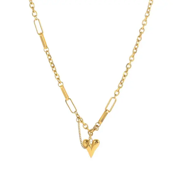 PVD Coated Real Gold Plated 18K Gold Heart Shape 304 Stainless Steel Sweet Simple Style Waterproof Non Tarnish Bracelets Necklace