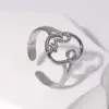 Wholesale PVD Coated Real Gold Plated Human Face Stainless Steel Fashion Waterproof Non Tarnish Open Ring