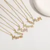 Wholesale MAMA Letter 304 Stainless Steel Copper Plating Inlay Zircon Necklace