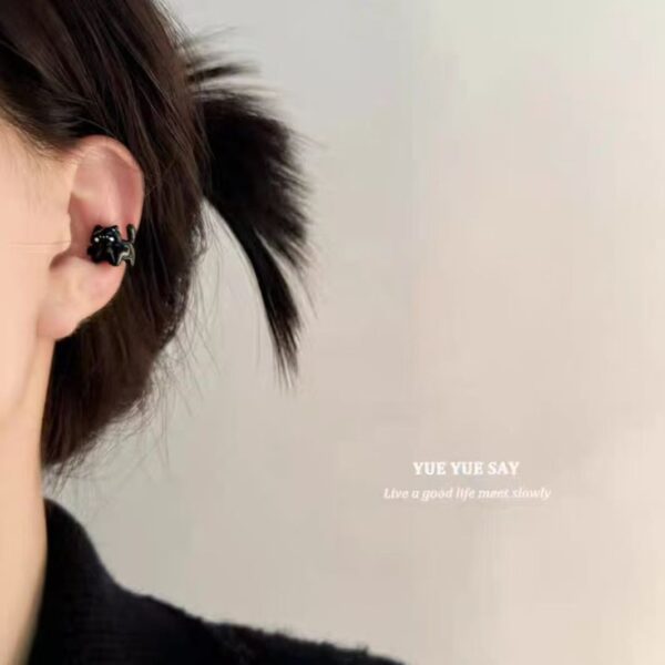 Wholesale Cute fun cute black kitten ear clip 2024 new small exquisite earrings student personality all-match earrings