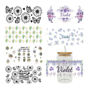 Wholesale Purple and black fantasy 16oz Cup UV DTF Wraps