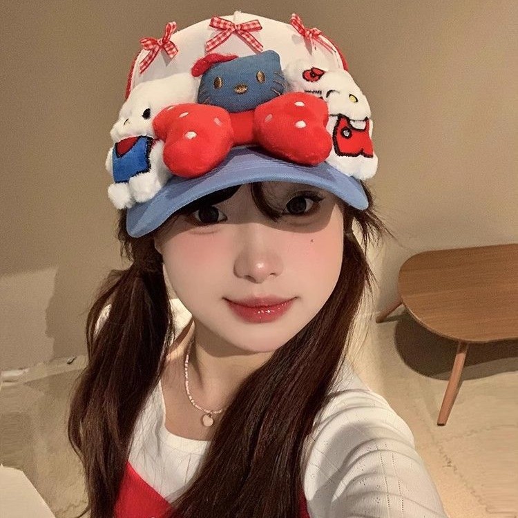 Wholesale Cute Bow Cap Chilen y2k Yabi Wind Show Face Small Breathable Baseball Cap Summer