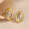 Wholesale Ion Plating (IP) 18K Gold Plated Oval 304 Stainless Steel Elegant Glam Hip-Hop Waterproof Non Tarnish Ear Studs