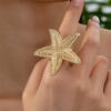 Wholesale 2024 Europe and the United States cross-border summer ocean wind vacation wind starfish ring temperament Joker jewelry daily holiday wear