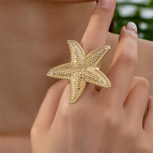 Wholesale 2024 Europe and the United States cross-border summer ocean wind vacation wind starfish ring temperament Joker jewelry daily holiday wear