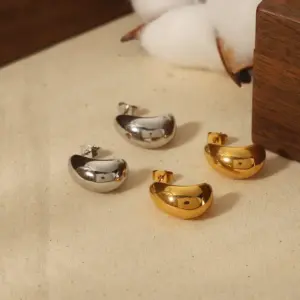 Wholesale PVD Coated Real Gold Plated C Shape 304 Stainless Steel Retro Waterproof Non Tarnish Ear Studs