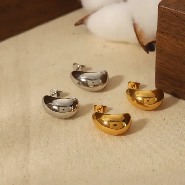 Wholesale PVD Coated Real Gold Plated C Shape 304 Stainless Steel Retro Waterproof Non Tarnish Ear Studs