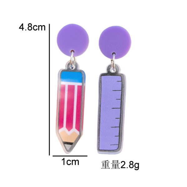 Wholesale Cross-border European and American New Graduation Season Teachers' Day Acrylic Earrings Color Pencil Ruler Earrings