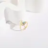 Wholesale Simple Style Devil's Eye Copper Plating Inlay Zircon 14k Gold Plated Rings