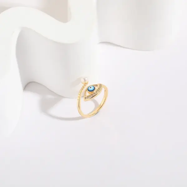 Wholesale Simple Style Devil's Eye Copper Plating Inlay Zircon 14k Gold Plated Rings