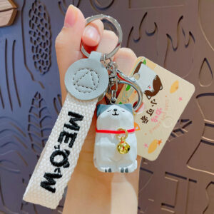 Wood carved bell kitten-grey cat