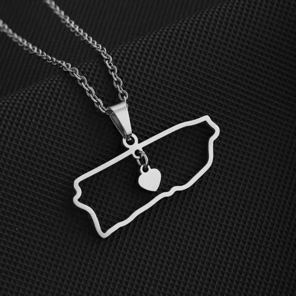 Water Plating 18K Gold Plated Map Heart Shape Stainless Steel Casual Simple Style 304 Stainless Steel Pendant Necklace Long Necklace