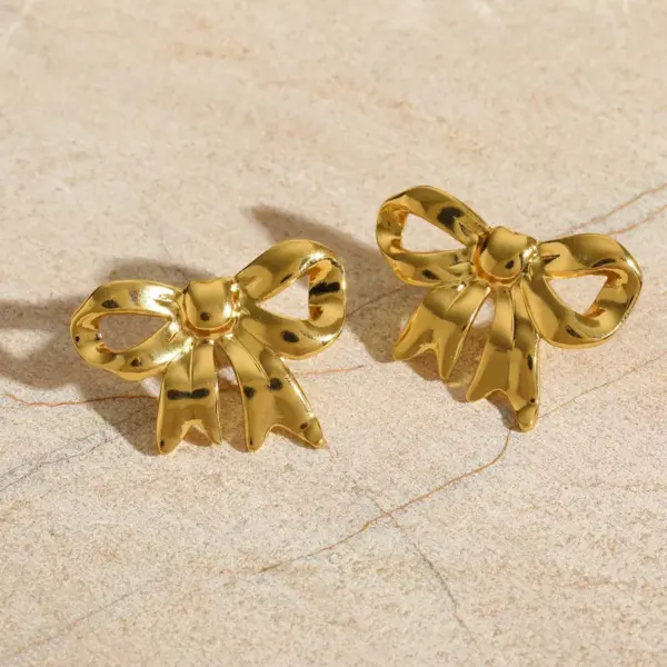 Wholesale 1 Pair Casual Basic Simple Style Flower Bow Knot Inlay 304 Stainless Steel Imitation Pearl 18K Gold Plated Ear Studs