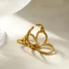 PVD Coated Real Gold Plated 18K Gold Flower 304 Stainless Steel Simple Style Classic Style Waterproof Non Tarnish Open Rings