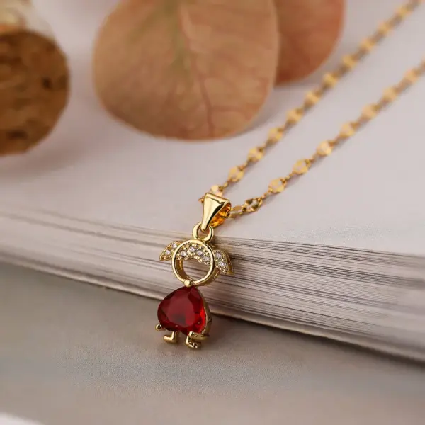 Wholesale Simple Style Commute Human Copper 18k Gold Plated Zircon Pendant Necklace In Bulk