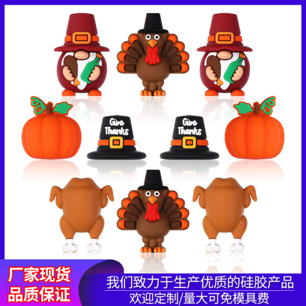 oly-68710f2cb1b9fea6d0bf6cb8c4062054 Wholesale Cross-Border 3D Thanksgiving Silicone Beads DIY Holiday Party Decorations Beaded Three-Dimensional Pumpkin Silicone Beads