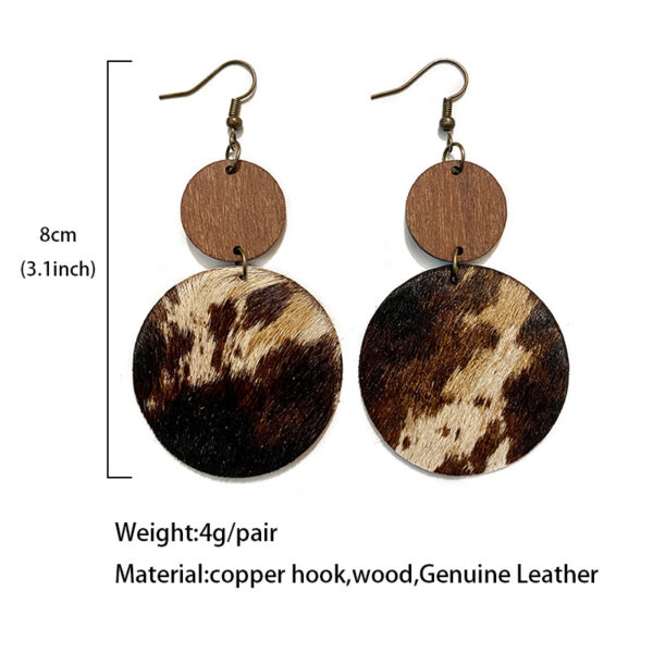 Wholesale Europe and the United States retro Western earrings Wood leather horse hair stitching earrings cross-border bohemian jewelry manufacturers supply