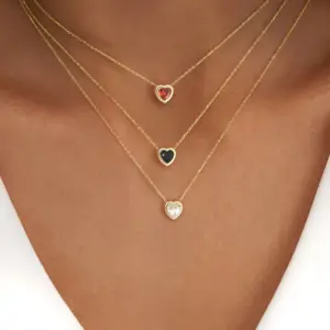 Wholesale PVD Coated Real Gold Plated Heart Shape 201 Stainless Steel Elegant Simple Style Classic Style Waterproof Non Tarnish 201 Stainless Steel Pendant Necklace
