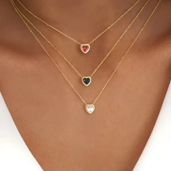 Wholesale PVD Coated Real Gold Plated Heart Shape 201 Stainless Steel Elegant Simple Style Classic Style Waterproof Non Tarnish 201 Stainless Steel Pendant Necklace