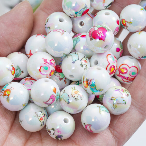Wholesale 10pcs Valentine's Day Love Bird Round Beads