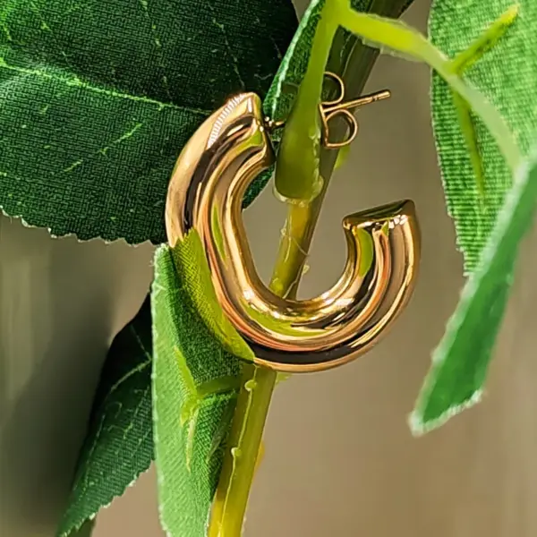 Wholesale Real Gold Plated 304 Stainless Steel PVD Coated Stone-Free Solid Color Waterproof Non Tarnish Simple Style Earrings For Women'S