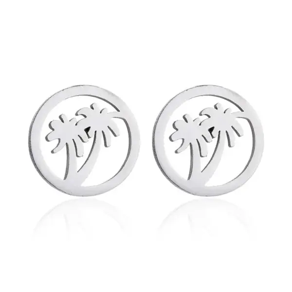 Wholesale Jewelry Fashion Pentagram Coconut Tree Cat 201 Stainless Steel 18K Gold Plated Plating Earrings Necklace