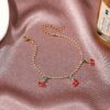 Wholesale Cross-border New Rhinestone Cherry Anklet Women Beach Casual Fruit Pendant Anklet ins Hot Sale Tennis Chain Anklet