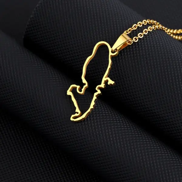 Wholesale Map Map Of Martinique 201 Stainless Steel 304 Stainless Steel Vintage Style 304 Stainless Steel Pendant Necklace