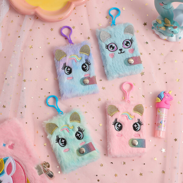 Wholesale Mini Unicorn Cartoon Plush Snap Notebook