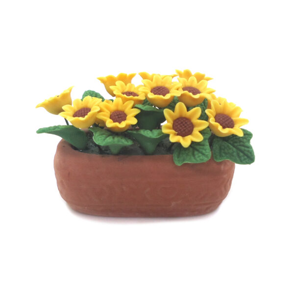 Wholesale 1:12 doll house accessories dollhouse simulation mini clay flower red pottery pot sunflower flower model