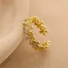 Fashion Flower Copper Plating Zircon Open Ring 1 Piece