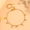 Wholesale 304 Stainless Steel Round Water Droplets Eye PVD Coated Rhinestones Shell 18K Real Gold Plated Cute Sweet Waterproof Non Tarnish Inlay Gold Bracelets Necklace
