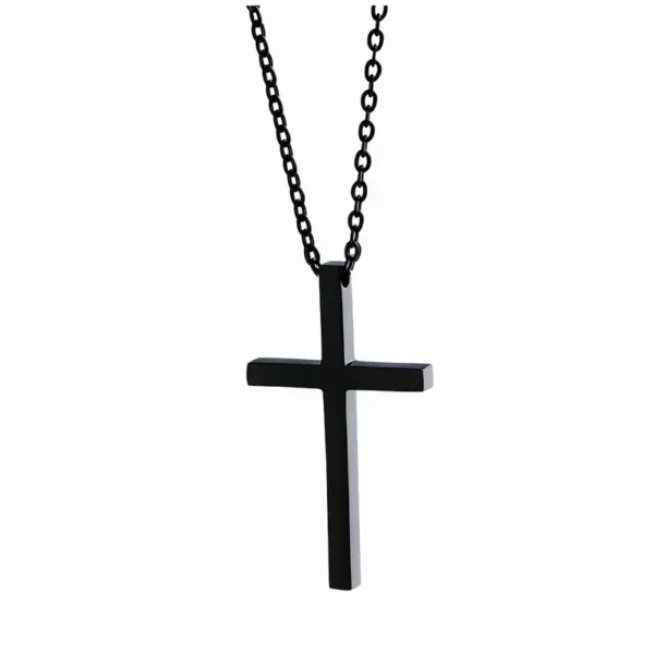 PVD Coated Real Gold Plated 18K Gold Cross 304 Stainless Steel Simple Style Waterproof Non Tarnish 304 Stainless Steel Pendant Necklace