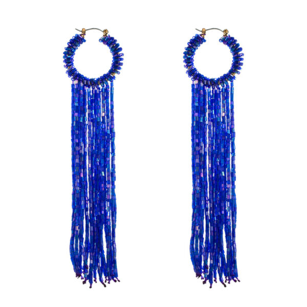 oly-68b1846f3b1c4758c25da0e8c92c22c2 Wholesale ZA Cross-border Trend ins Creative Long Tassel Earrings Women's Distinctive Color Rice Beads Fashion High-end Ear Jewelry