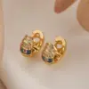 1 Pair Simple Style Commute Round Plating Inlay Copper Zircon 18k Gold Plated Hoop Earrings