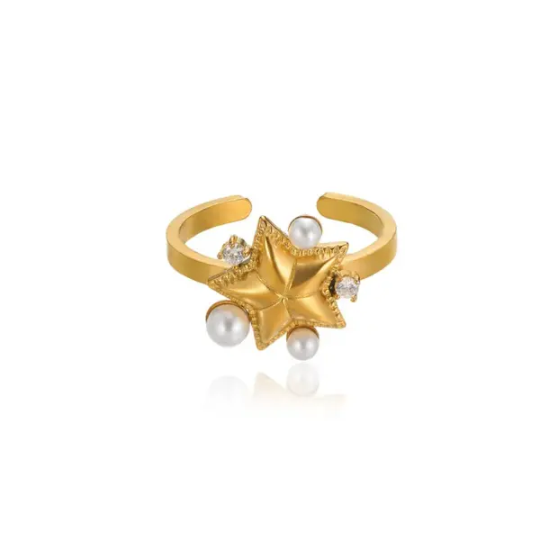 PVD Coated Real Gold Plated Geometric Heart Shape 304 Stainless Steel Casual Elegant Simple Style Waterproof Non Tarnish Open Rings